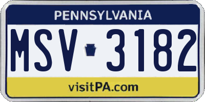 PA license plate MSV3182