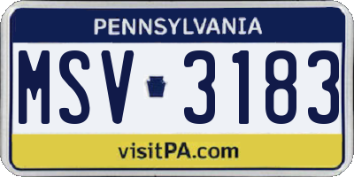 PA license plate MSV3183