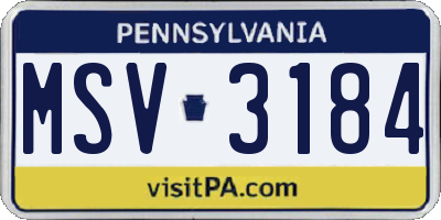 PA license plate MSV3184