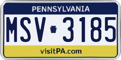 PA license plate MSV3185