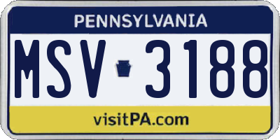 PA license plate MSV3188