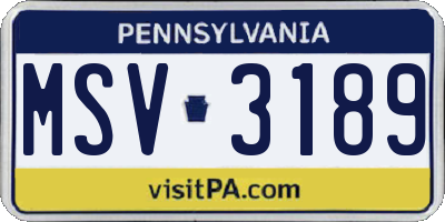 PA license plate MSV3189