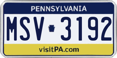 PA license plate MSV3192