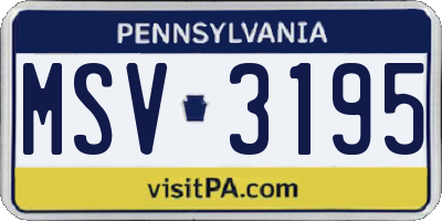 PA license plate MSV3195