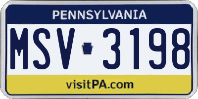 PA license plate MSV3198