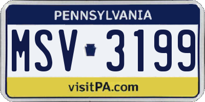 PA license plate MSV3199