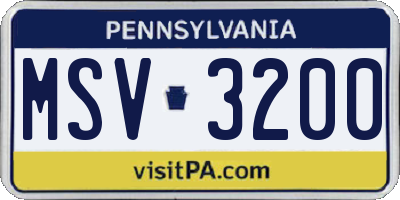 PA license plate MSV3200