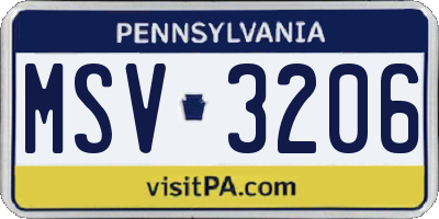 PA license plate MSV3206