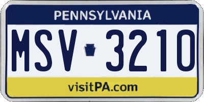 PA license plate MSV3210