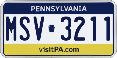 PA license plate MSV3211