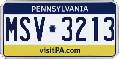 PA license plate MSV3213