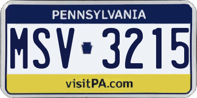 PA license plate MSV3215