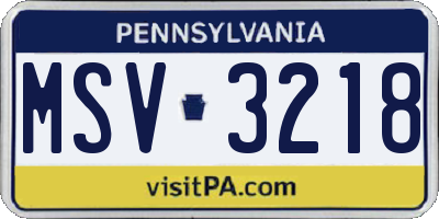PA license plate MSV3218