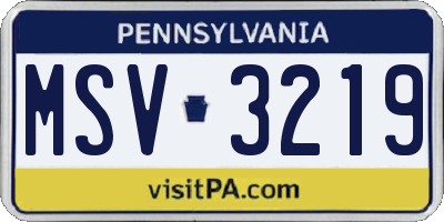 PA license plate MSV3219