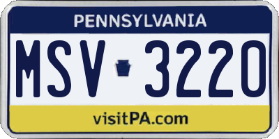 PA license plate MSV3220