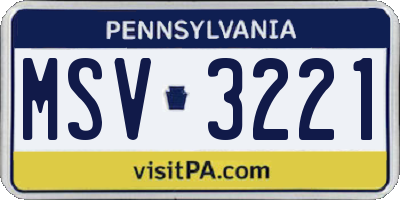 PA license plate MSV3221