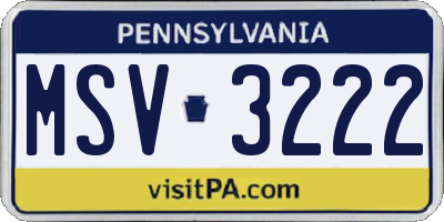 PA license plate MSV3222