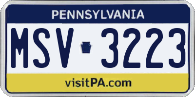 PA license plate MSV3223