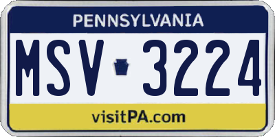 PA license plate MSV3224