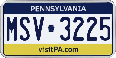 PA license plate MSV3225