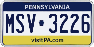PA license plate MSV3226