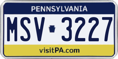 PA license plate MSV3227