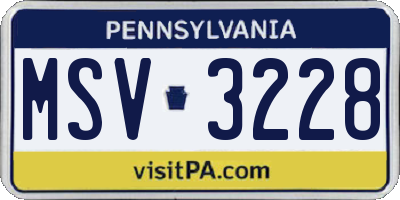 PA license plate MSV3228