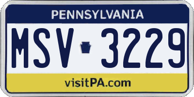 PA license plate MSV3229
