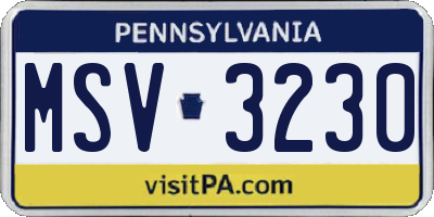 PA license plate MSV3230