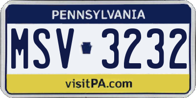 PA license plate MSV3232