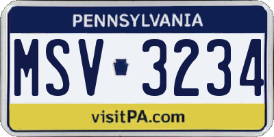 PA license plate MSV3234