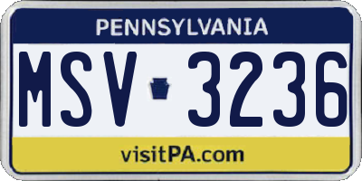 PA license plate MSV3236