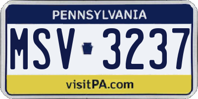 PA license plate MSV3237