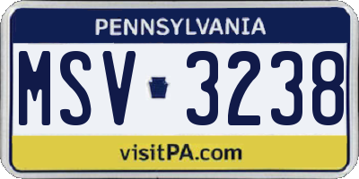 PA license plate MSV3238