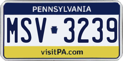 PA license plate MSV3239