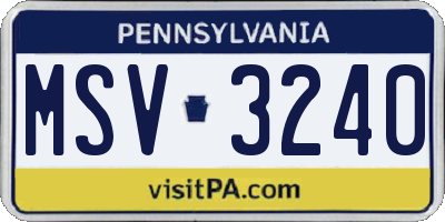 PA license plate MSV3240