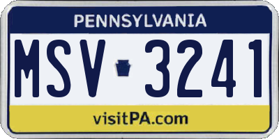PA license plate MSV3241
