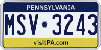 PA license plate MSV3243