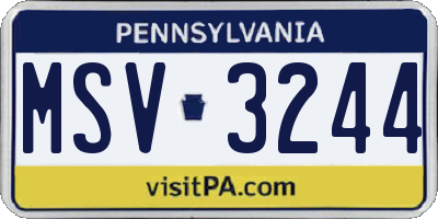 PA license plate MSV3244