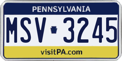 PA license plate MSV3245
