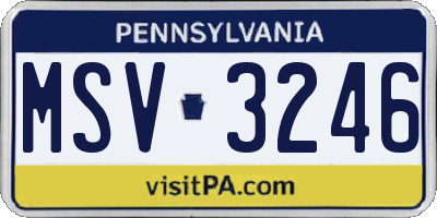 PA license plate MSV3246