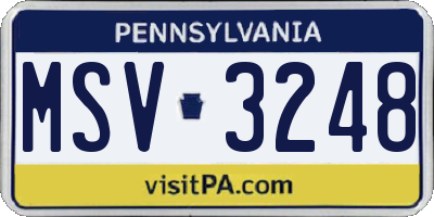 PA license plate MSV3248