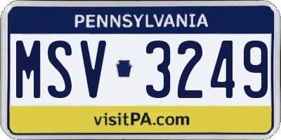 PA license plate MSV3249