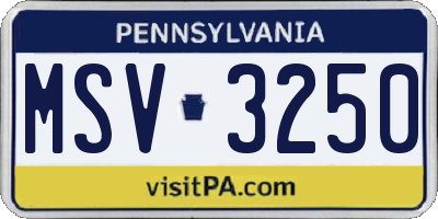 PA license plate MSV3250