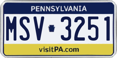 PA license plate MSV3251