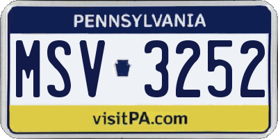PA license plate MSV3252