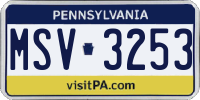 PA license plate MSV3253