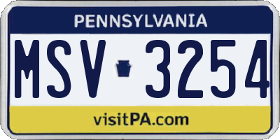 PA license plate MSV3254