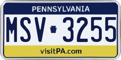 PA license plate MSV3255