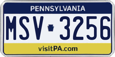 PA license plate MSV3256